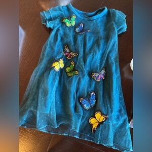 Blue Dress with Butterfly Appliques 3T